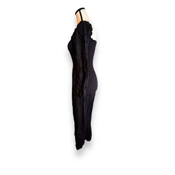 Women’s Small Hollister Black Smocked Long Sleeve Boat Neck Jumpsuit S 4 6 - Picture 4 of 8